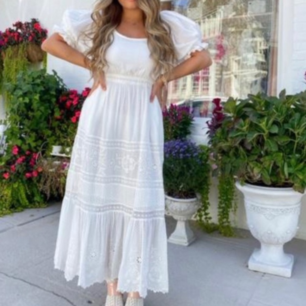 Loveshackfancy white lupita puff sleeve dress